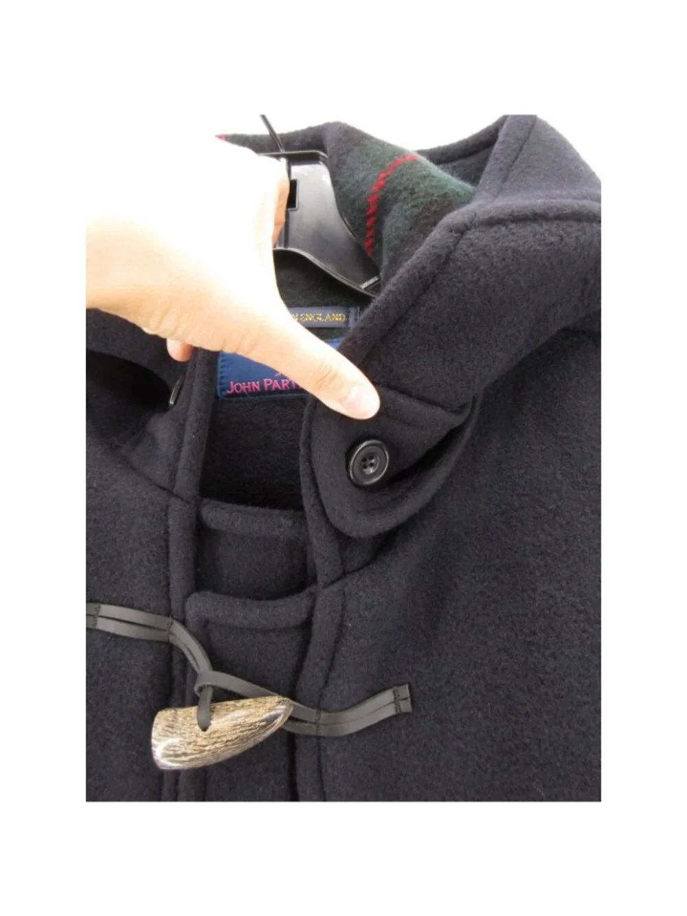 VINTAGE John Partridge Jacket 48 Navy Wool Blend Tartan Lined England